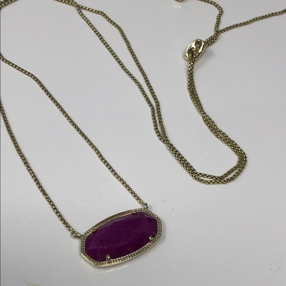 Kendra Scott Necklace Gold Delaney in Purple Jade Bolero Adjustable Chain - Picture 14 of 14